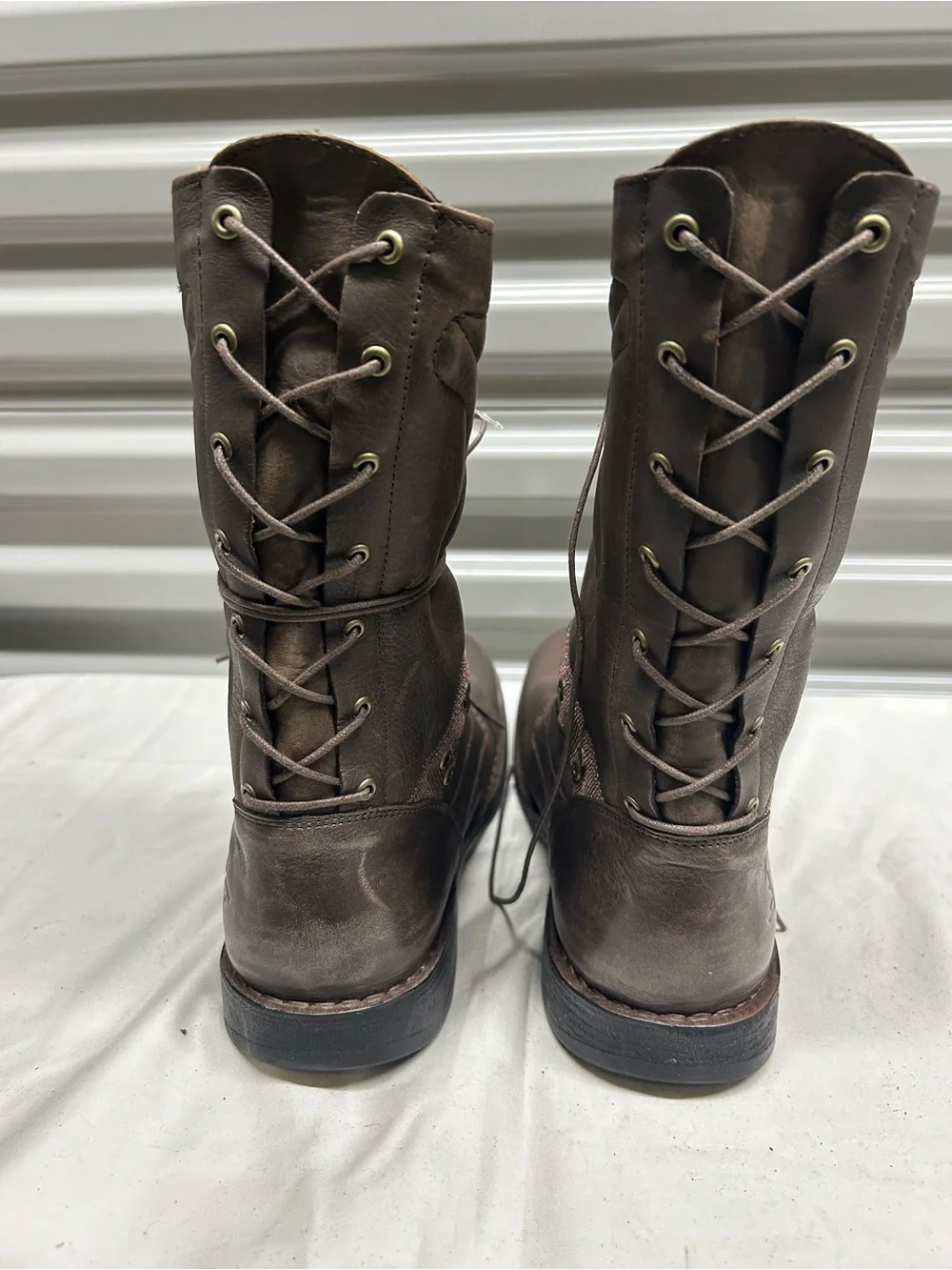Men's Brown Lace-Up Leather Combat Boots